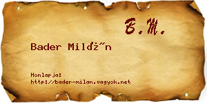 Bader Milán névjegykártya
