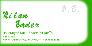 milan bader business card